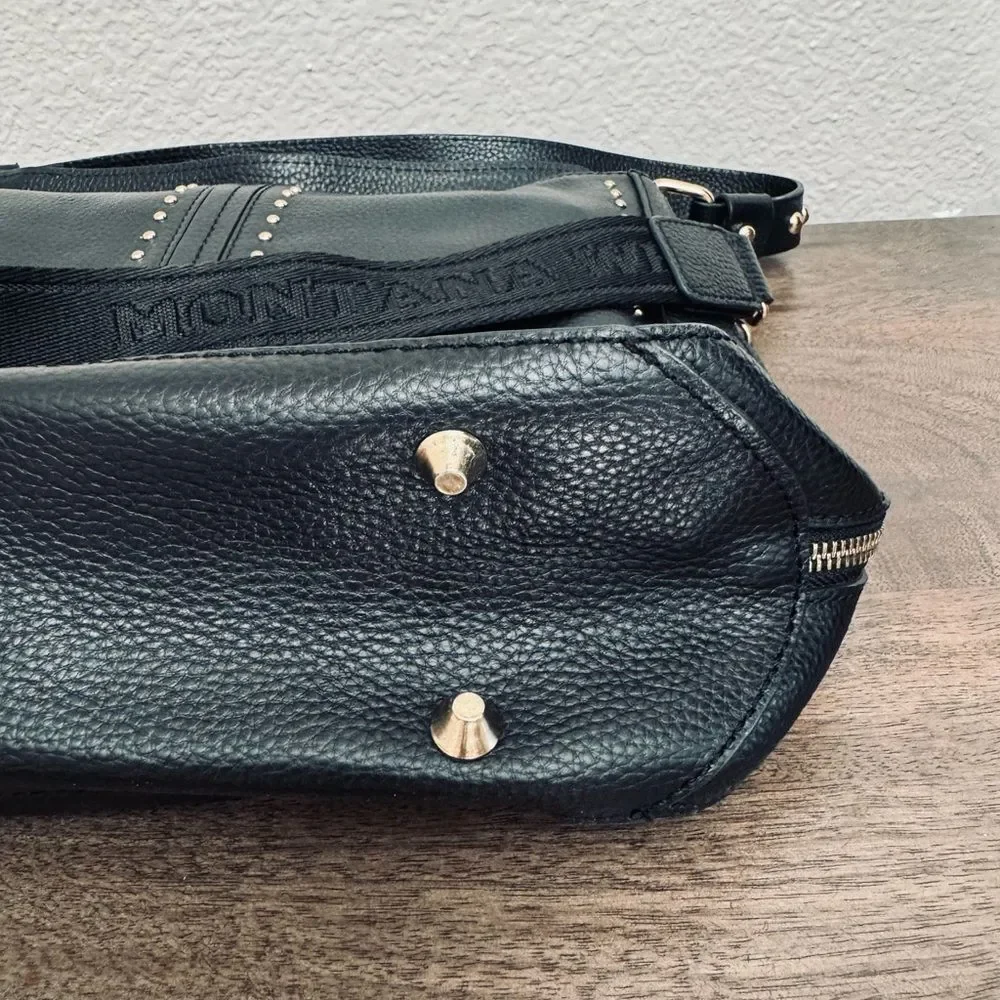 Montana West Concealed Carry Black Gold Studded Crossbody Purse Bag